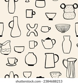 Pottery class and ceramics. Doodle seamless pattern. Design for fashion , fabric, textile, wallpaper, wrapping and all print - Powered by Shutterstock