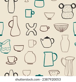 Pottery class and ceramics. Doodle seamless pattern. Design for fashion , fabric, textile, wallpaper, wrapping and all print - Powered by Shutterstock