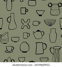 Pottery class and ceramics. Doodle seamless pattern. Design for fashion , fabric, textile, wallpaper, wrapping and all print - Powered by Shutterstock