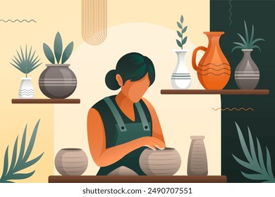 Pottery illustration in gradient style - Powered by Shutterstock