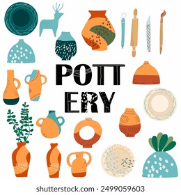 Pottery illustration with text in flat design - Powered by Shutterstock