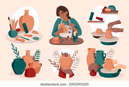 Pottery illustrations in flat design - Powered by Shutterstock