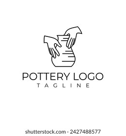 pottery minimal logo-one line art-modern logo design - Powered by Shutterstock