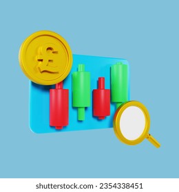 Pound Crypto Analysis 3d illustration