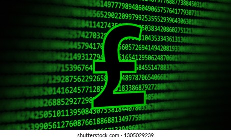 Pound Sign With Green Pixel Number Background. 3D Illustration
