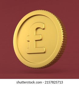 Pound Sterling Currency Symbol GOld Coin 3D Render Illustration