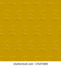 Pound sterling seamless pattern on a gold plate 