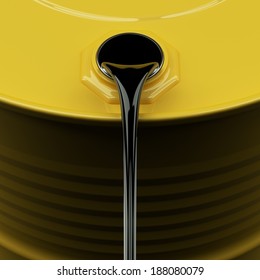 Pouring Oil From Yellow Drum