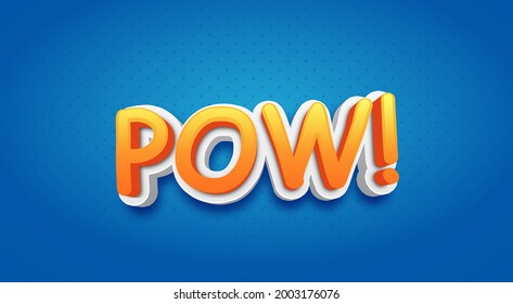 POW! Comic Speech 3d Text Style Effect Mockup On BLUE Background High Resolution 