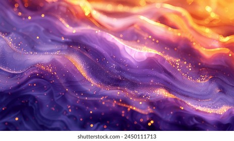 Powdered and violet waves, fluid glass sculpture, macro photography, fantasy art style.