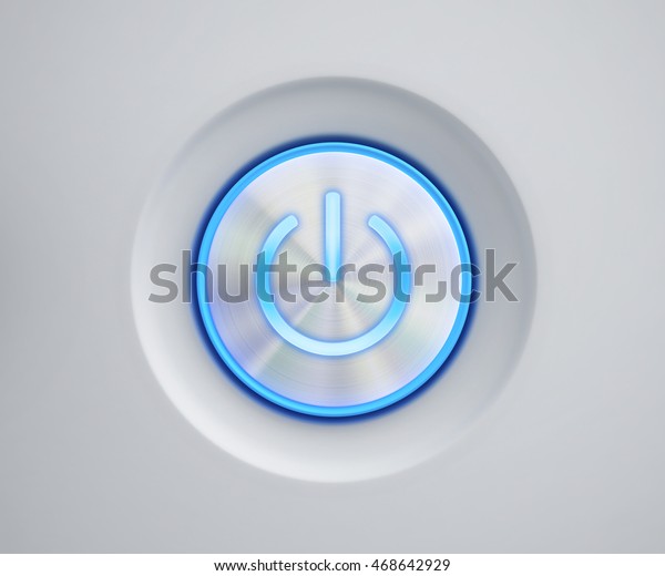 Power Button Blue Glow 3d Rendering Stock Illustration 468642929 ...