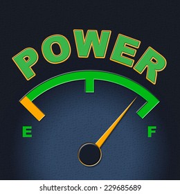 Power Gauge Representing Indicator Forceful And Mightiness