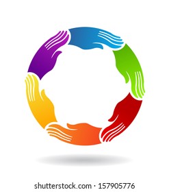 Hands Holding Circle Colorful Hands Logo Stock Vector (Royalty Free ...