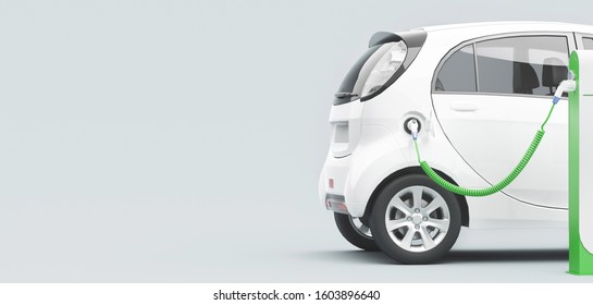 Power supply for electric car charging. Electric car charging station. 3d rendering