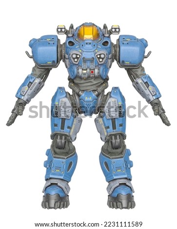 powered combat suit in a pose, 3d illustration