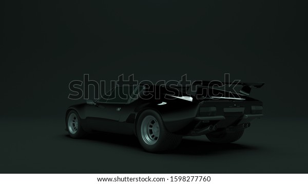 Powerful Black Sports Car 1970\'s Style 3d\
illustration 3d\
render