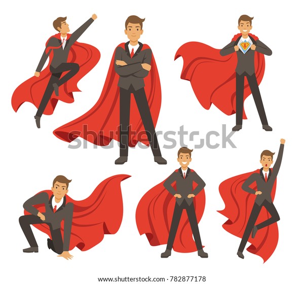 Powerful Businessman Different Action Superhero Poses Stock ...