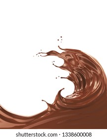 Powerful Chocolate wave, Concept for Energy of drink, with Clipping path, 3d illustration.