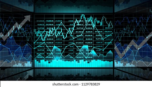 Powerful and impact Stock index data analysis of illustration business presentationperspective view of  financial sector illumination background.