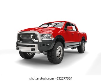 Powerful red modern pick-up truck - 3D Illustration