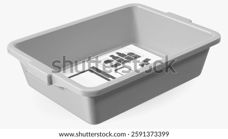 A practical tray designed for airport security use, featuring clear illustrated guidelines for travelers.