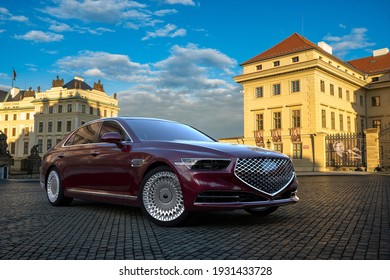 Prague, Czech Republic-March 2021:Genesis G90 Luxury .3D Illustration