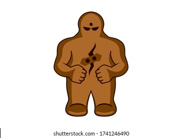 Prague Golem Icon. Mystical Jewish Creature Illustration. Golem Icon Isolated On A White Background