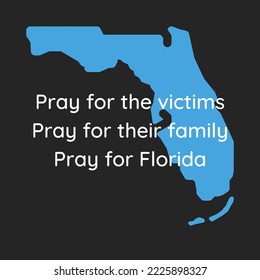 Pray For Florida Message For Hurricane Nicole Flood. With A Background Of The Florida Map. Illustration For Your Project.