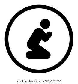 Pray glyph icon. This rounded flat symbol is drawn with black color on a white background.