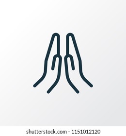 Prayer Icon Line Symbol. Premium Quality Isolated Praying Hands Element In Trendy Style.