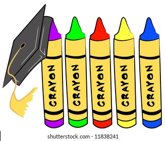 Pre School Graduation - Cap Hanging From Crayons