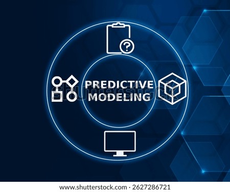 predictive modeling tech concept.The process of using data, statistical algorithms, and machine learning techniques to predict future outcomes.