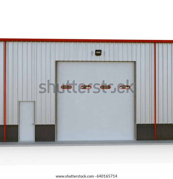 Prefab Steel Building Garage Door On Royalty Free Stock Image