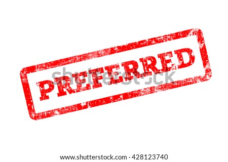 Preferred, red rubber stamp with grunge edges