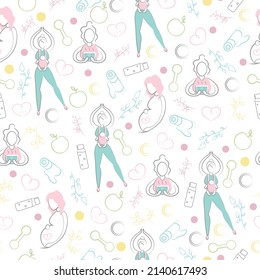 Pregnancy, Women's Health And Motherhood. Pattern On A White Background. A Simple Illustration.