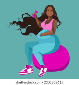 Pregnant woman, concept illustration in cute cartoon style, health, care, pregnancy - Powered by Shutterstock