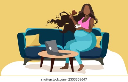 Pregnant woman, concept illustration in cute cartoon style, health, care, pregnancy - Powered by Shutterstock