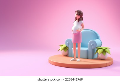 Pregnant Woman on a Sofa. 3D Illustration - Powered by Shutterstock