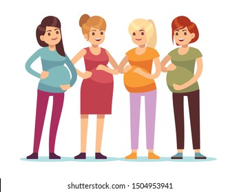 Pregnant Women Group Future Mothers Anticipation 스톡 일러스트 1504953941