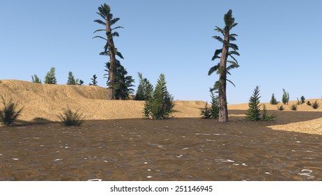 Prehistoric Landscape With Tempskya Trees