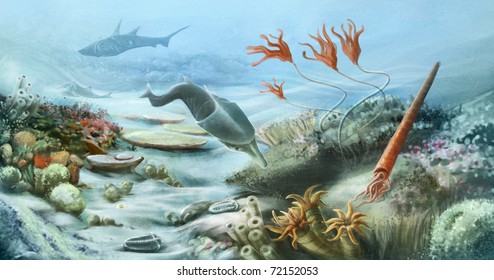 Prehistoric Underwater Life In Silurian Period