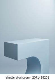 Premium 3d geometric stage for product placement, 3d illustration. Blue background.