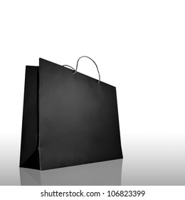 Premium Black Shopping Bag On White Background With Reflect And Shadow/Premium Shopping Bag