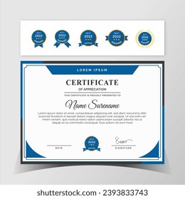 Premium certificate of achievement template, black and blue color. - Powered by Shutterstock