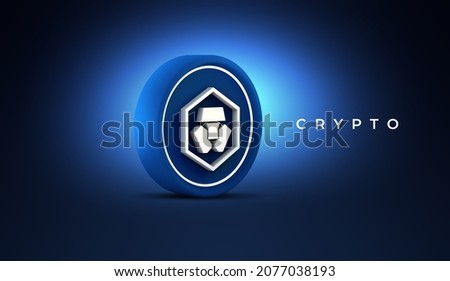 Premium CRO cronos Cryptocurrency Crypto .com DeFi Coin tech and future money blockchain digital colorful technology lines background 3d rendering illustration
