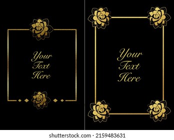 Premium Gold Card Template With Succulent Silhouette For Various Occasions.