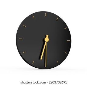 Premium Gold Clock Icon Isolated Half Past Six O Clock Black Icon 6:30 Or 18:30 O'clock Time Icon Six Thirty 3d Illustration