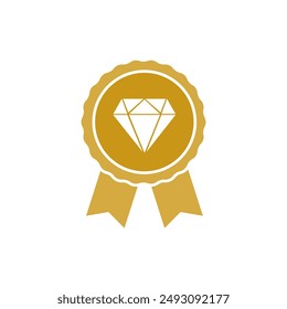 Premium gold icon with diamond, premium emblem isolated on white background, business flat design illustration. - Powered by Shutterstock