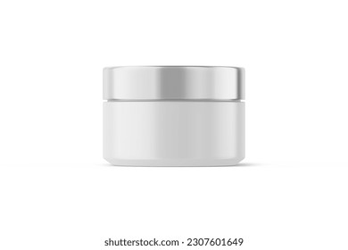Premium Matte Cream Jar With Metallic Cap for Elevating Brand’s Visuals Blank Image Isolated on White 3D Rendering