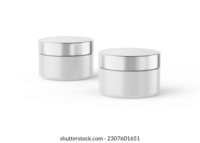 Premium Matte Cream Jar With Metallic Cap for Elevating Brand’s Visuals Blank Image Isolated on White 3D Rendering